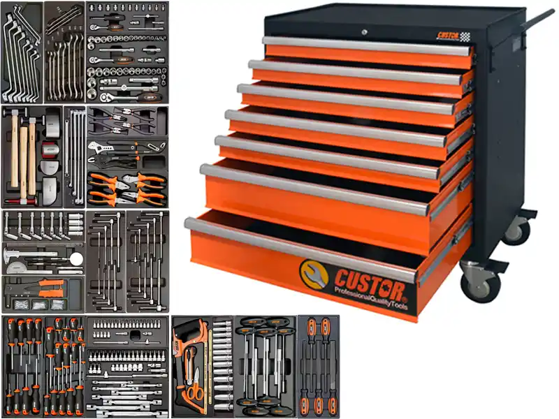 7-DRAWER TROLLEY (TB-99007A) + 365 pcs TOOL SETS (5-DRAWERS)